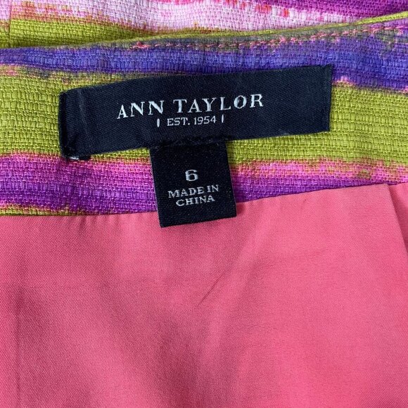 Ann Taylor Cotton Multicolor Striped A Line Mini Skirt Size 6 Hart of Dixie - Picture 6 of 7